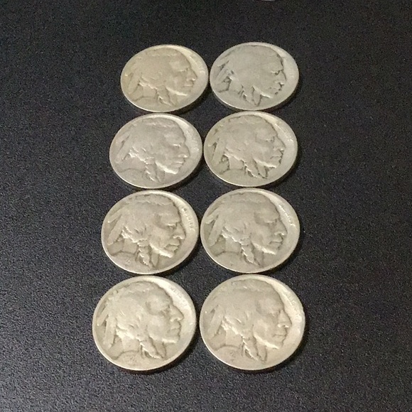 2 1924s/2 1924d/4 1924 BUFFALO NICKEL COINS